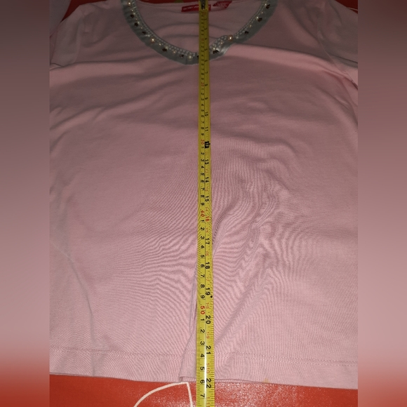 GLORIA VANDERBILT PINK BLOUSE WITH BEADS AND PEARLS SIZE L - Picture 10 of 12